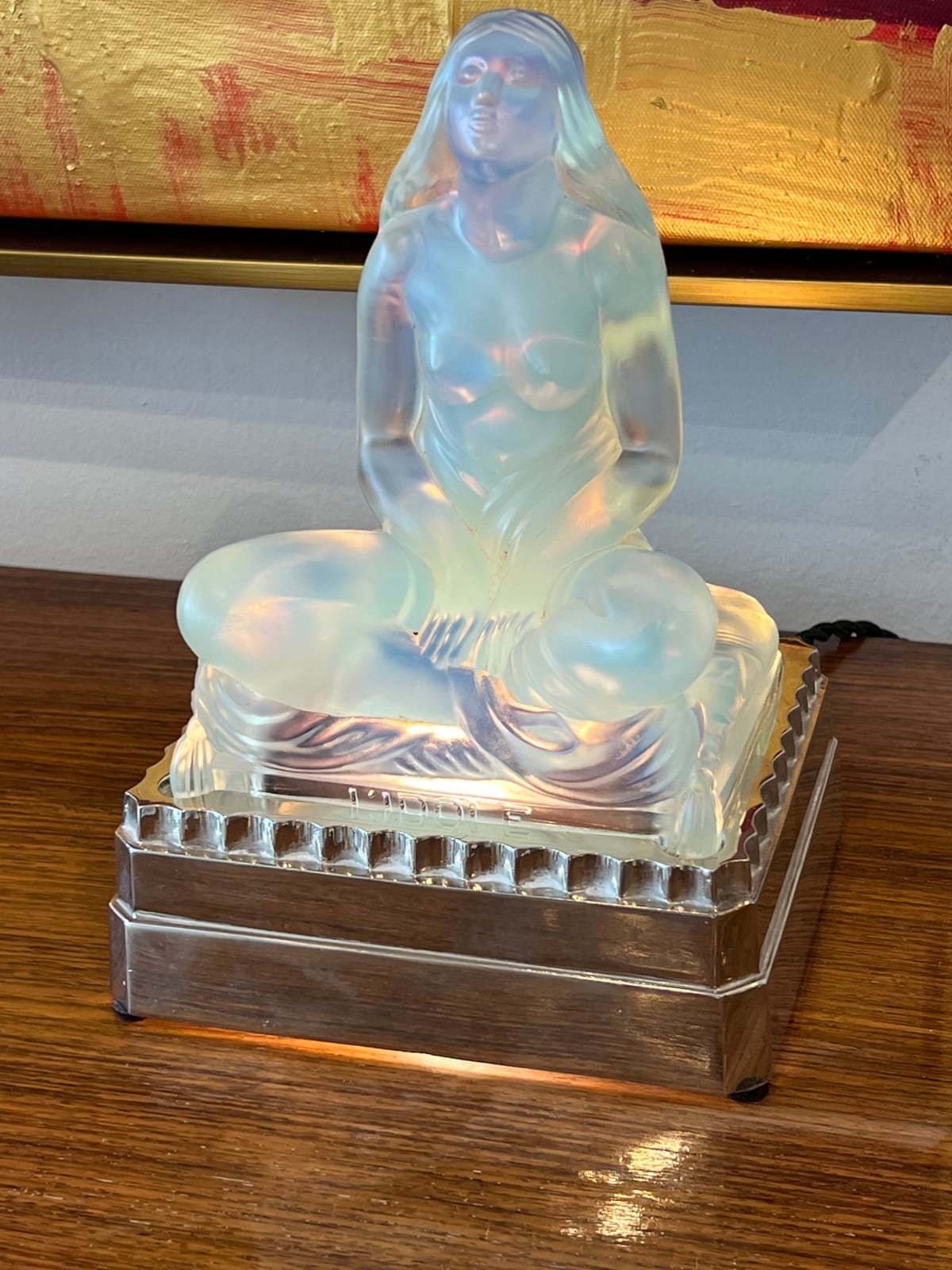 Ernest-Marius Sabino, Opalescent L'idole Lamp, circa 1930