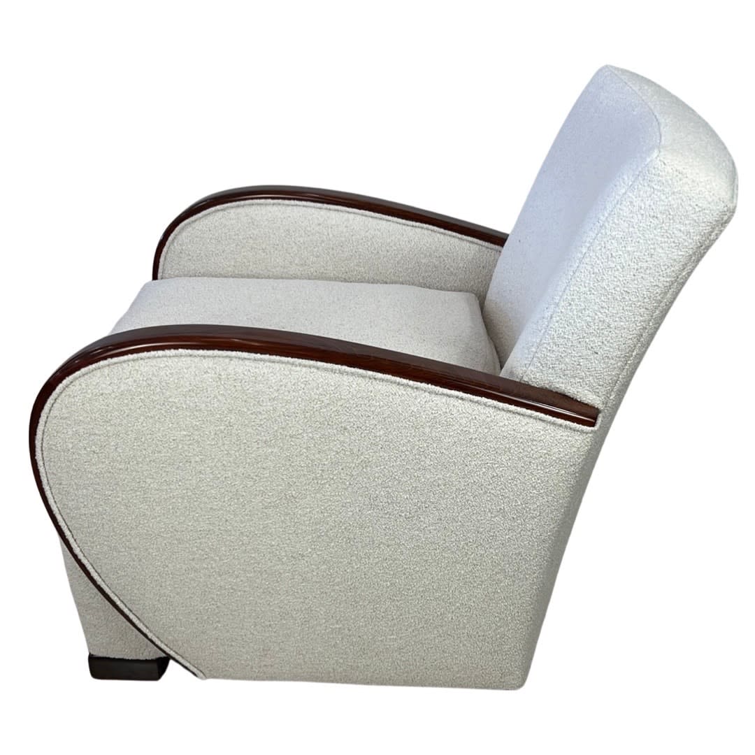 TRAVAIL ART DÉCO, Bouclé and Rosewood Club Chair` , 1930