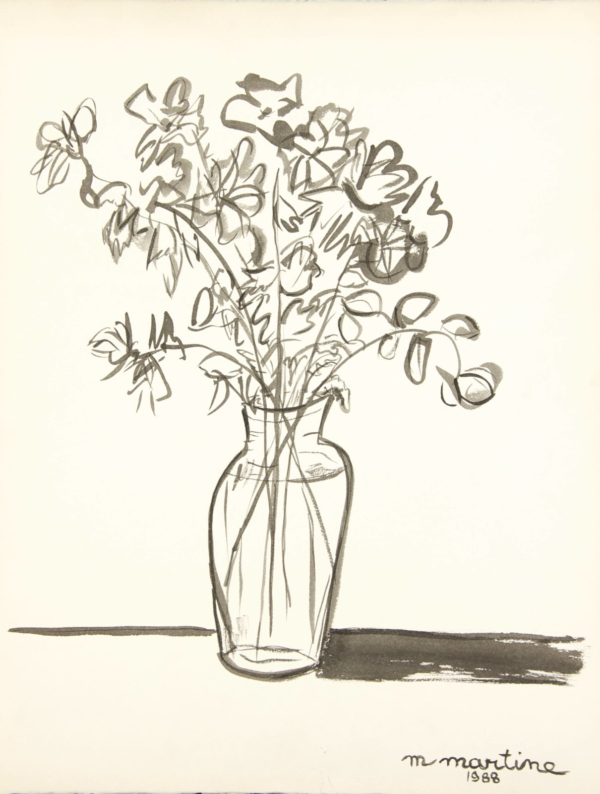 Martine Martine, Bouquet sur fond clair, 1988