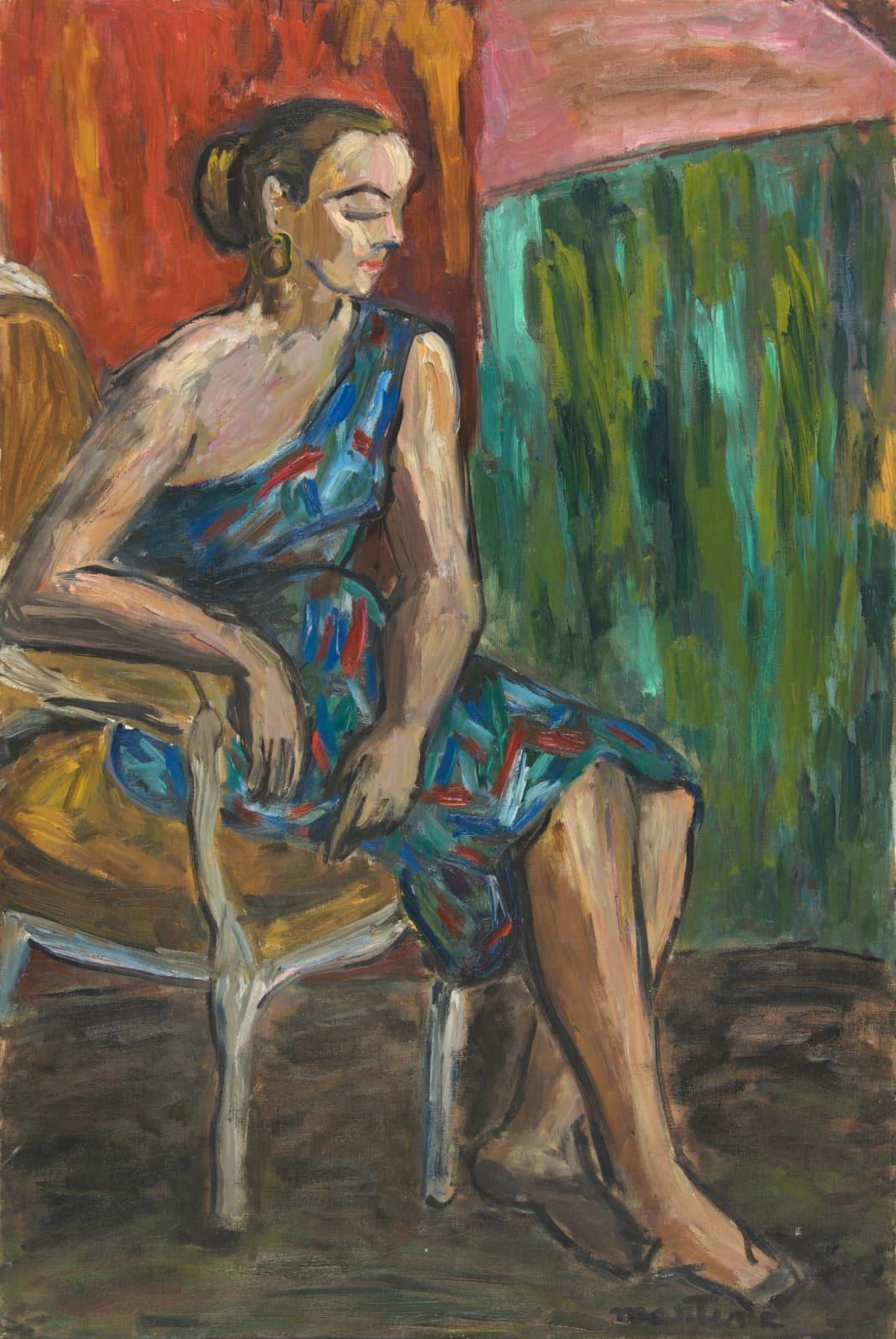 Martine Martine, Dame à la robe asymétrique, 1954
