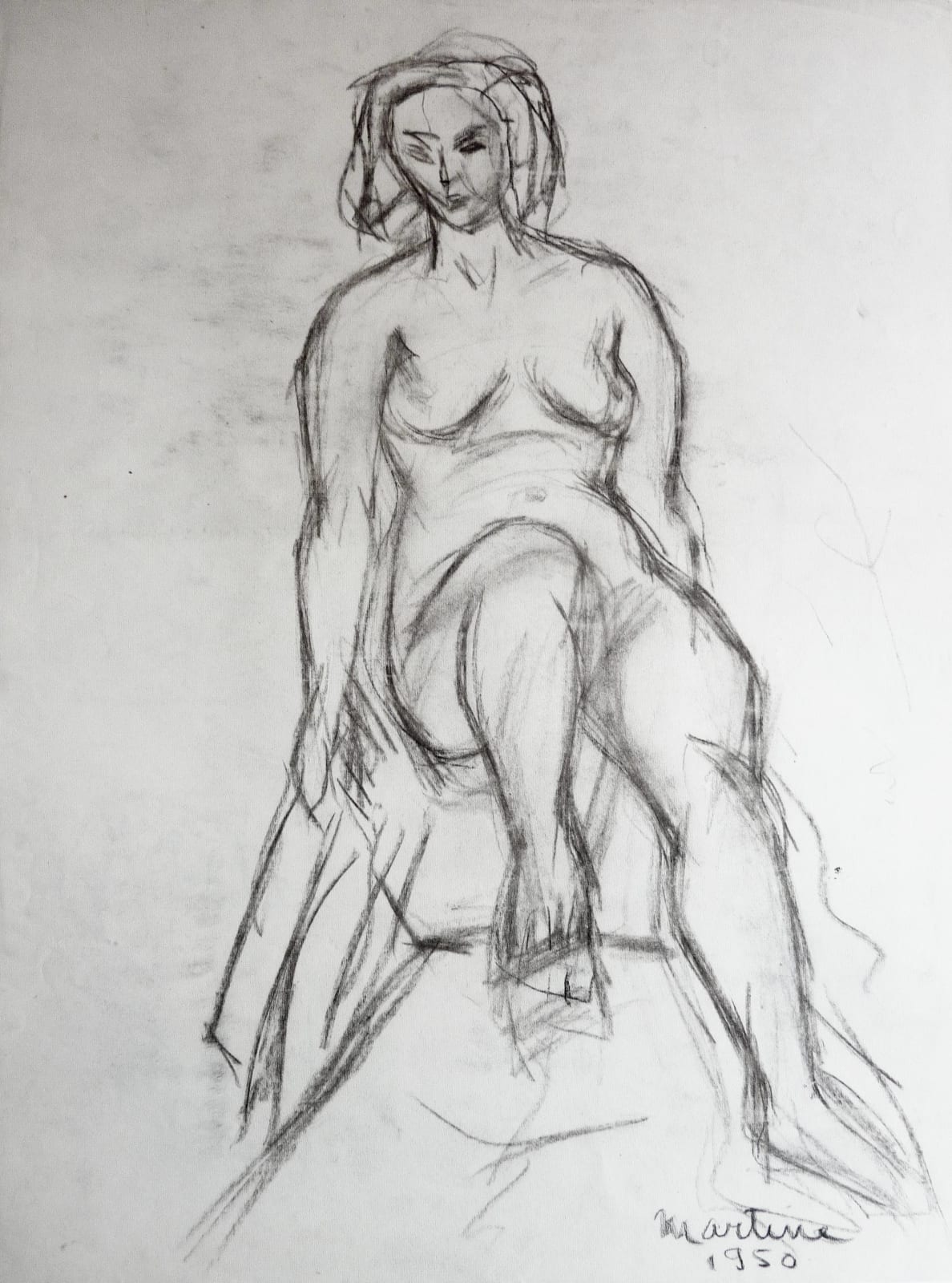 Martine Martine, Nu féminin assis VI, 1950