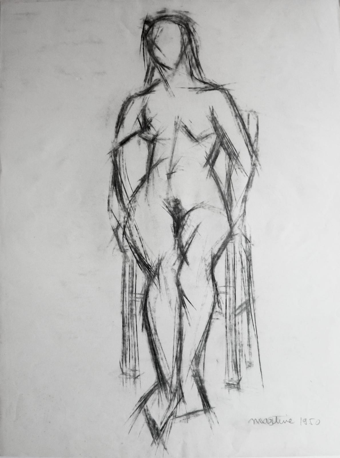 Martine Martine, Nu féminin assis X, 1950