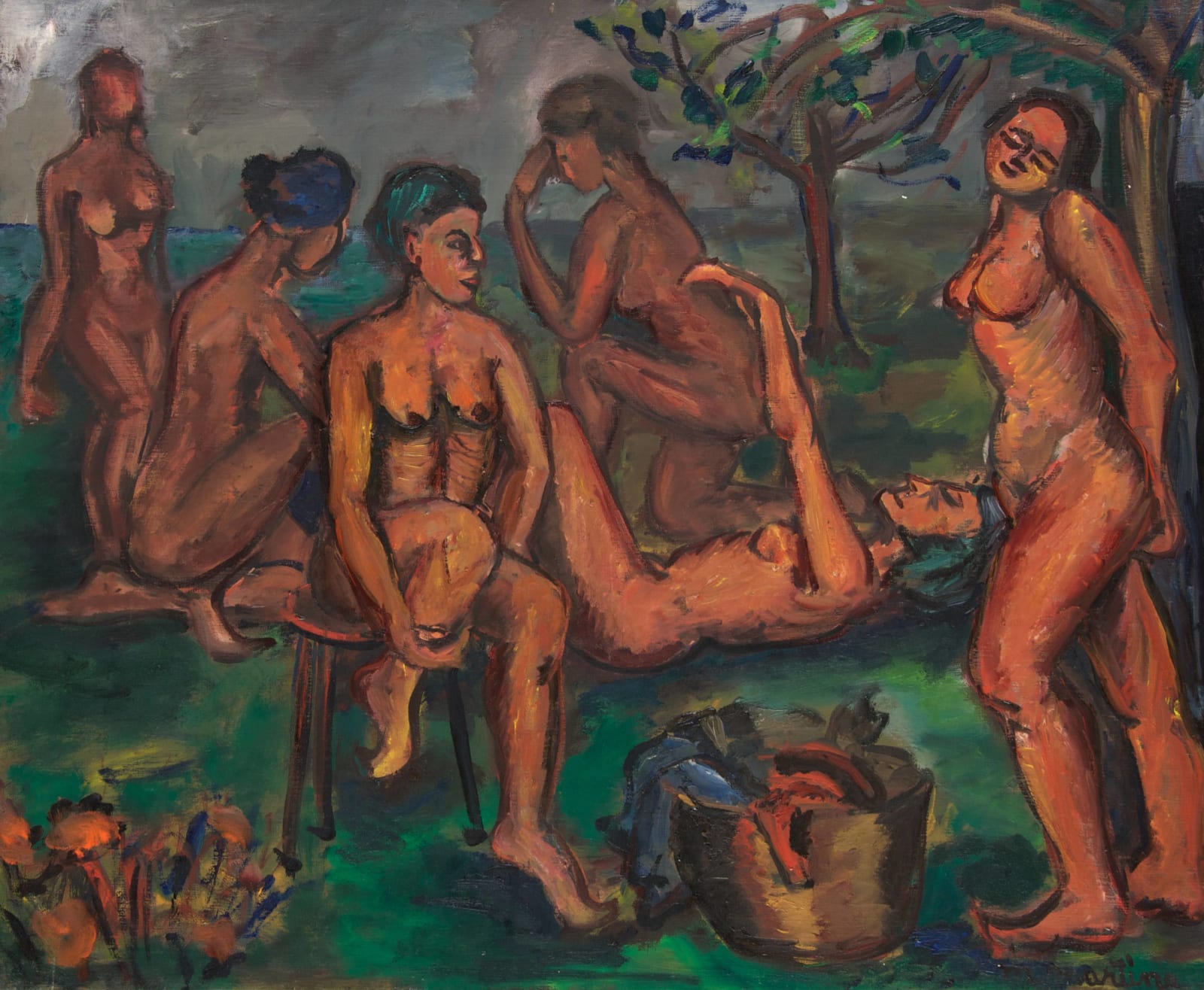 Martine Martine, Baigneuses à la corbeille, 1984