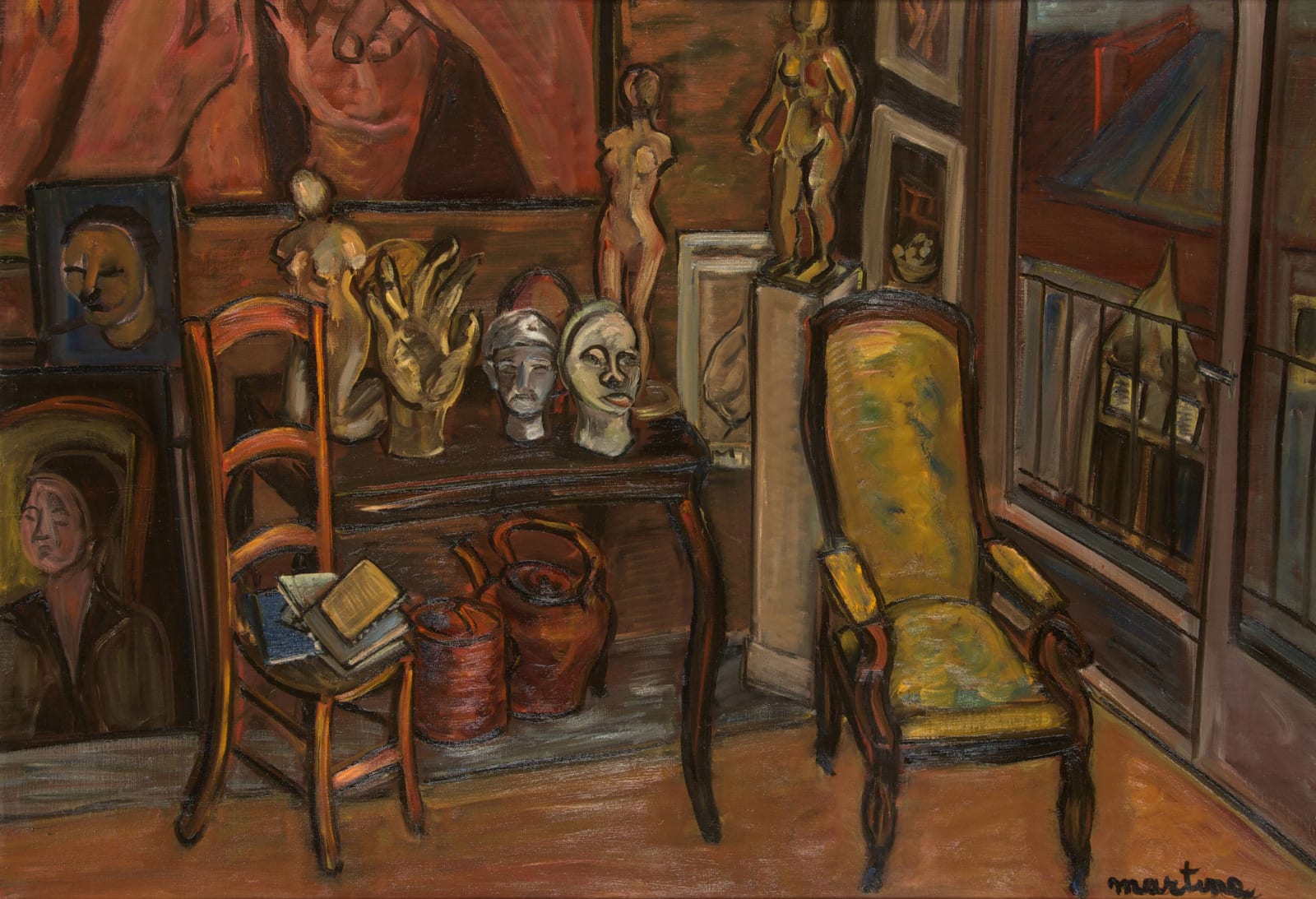 Martine Martine, Coin d'atelier au fauteuil jaune, 1976