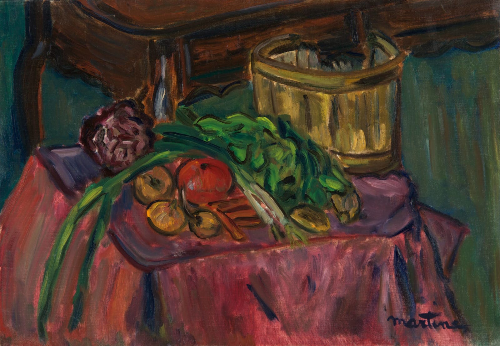 Martine Martine, Nature morte à la nappe violette, 1970