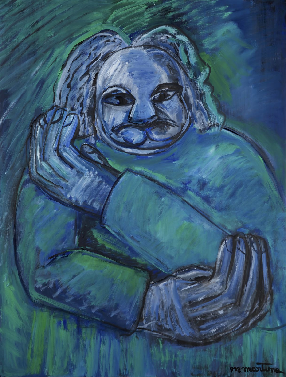 Martine Martine, Balzac bleu vert aux bras croisés, 2017