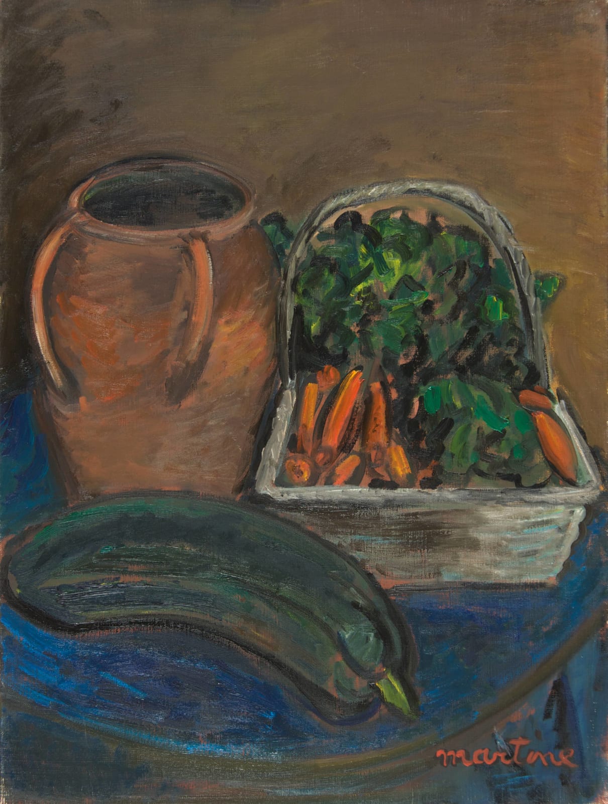 Martine Martine, Panier de légumes à la courgette, 1973