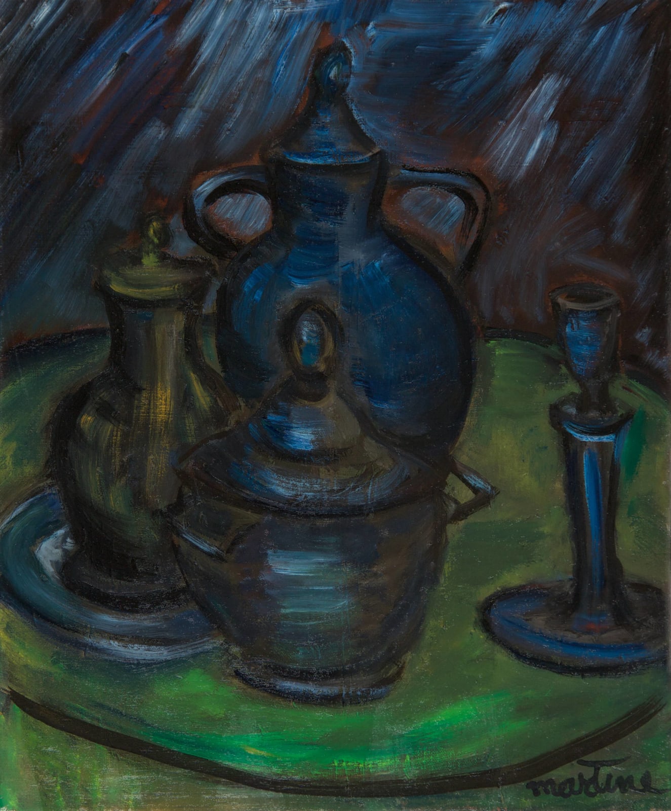 Martine Martine, Nature morte aux pots bleus, 1971