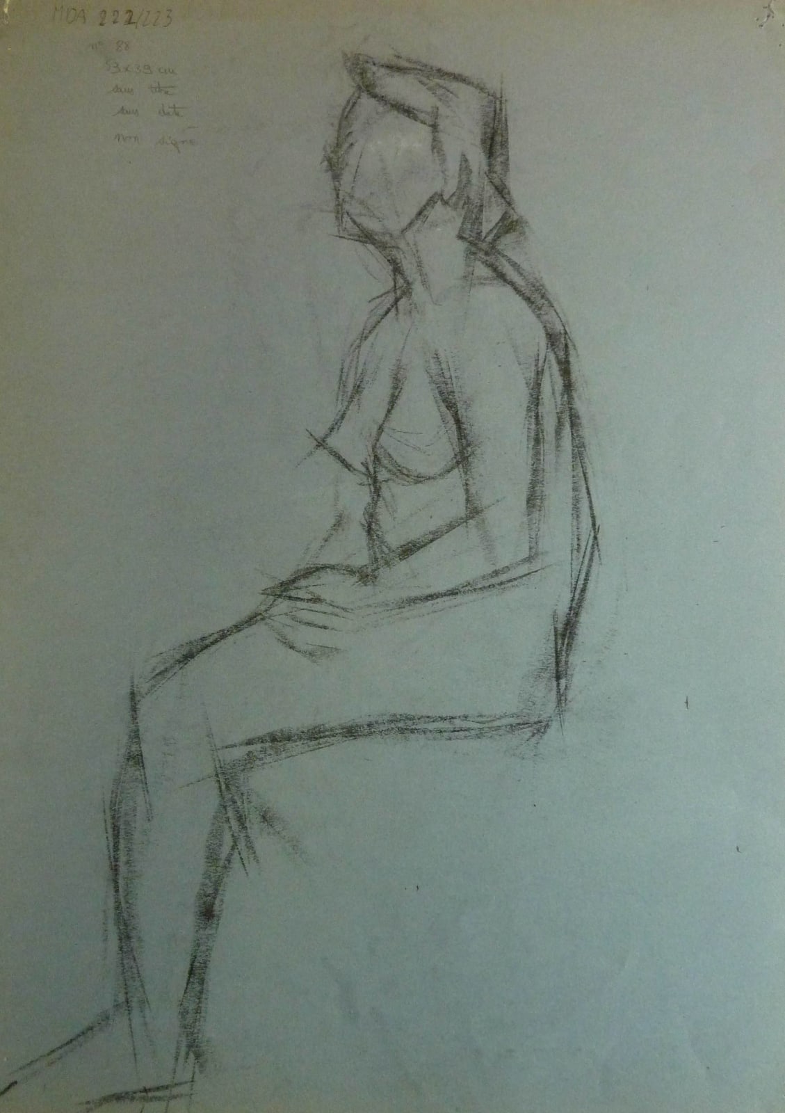 Martine Martine, Nu féminin assis XXXIII (recto), Nu féminin assis XXXIV (verso), 1950 ca