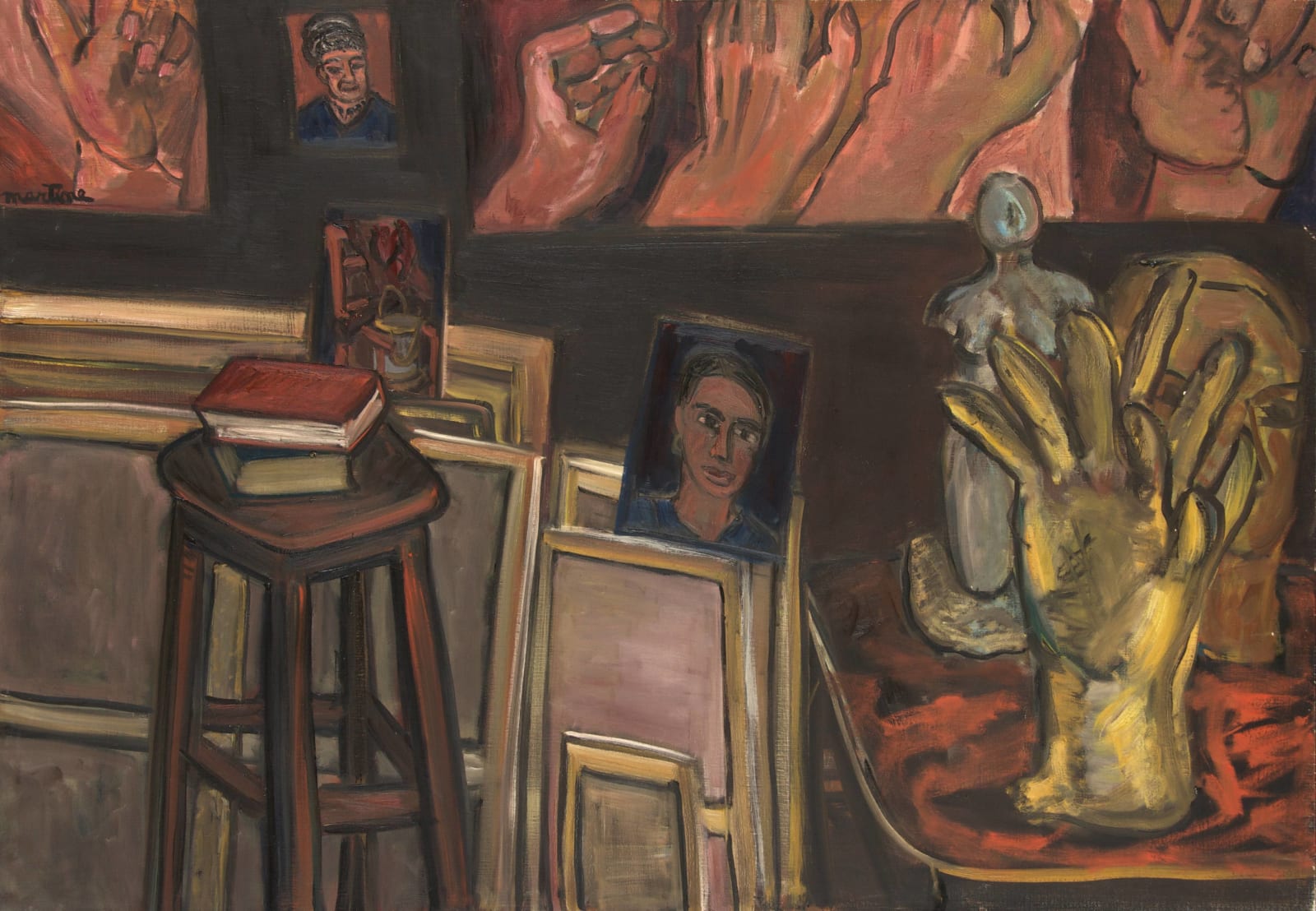 Martine Martine, Atelier à l'arbre et à l'autoportrait, 1976