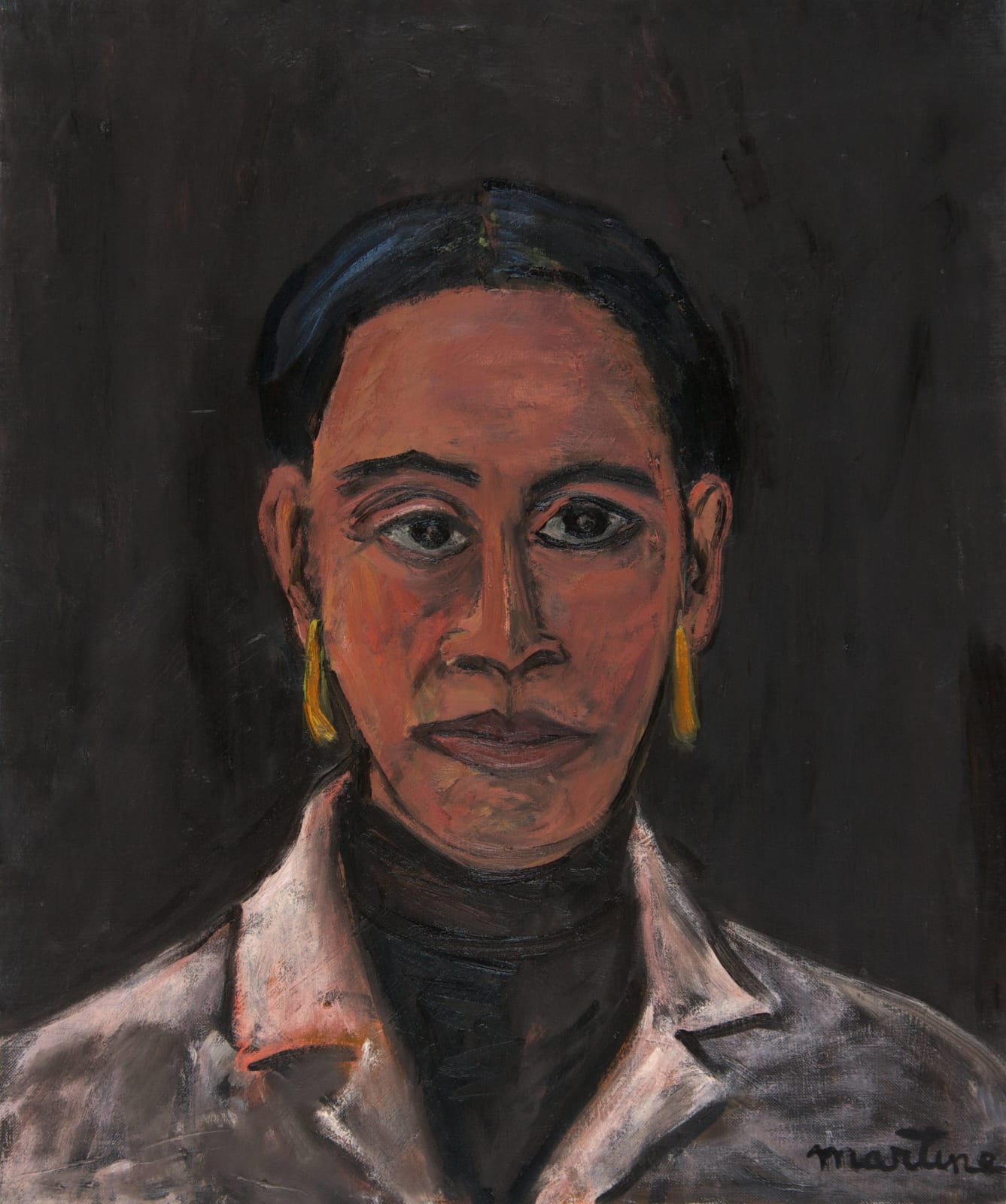Martine Martine, Autoportrait au col roulé brun, 1972