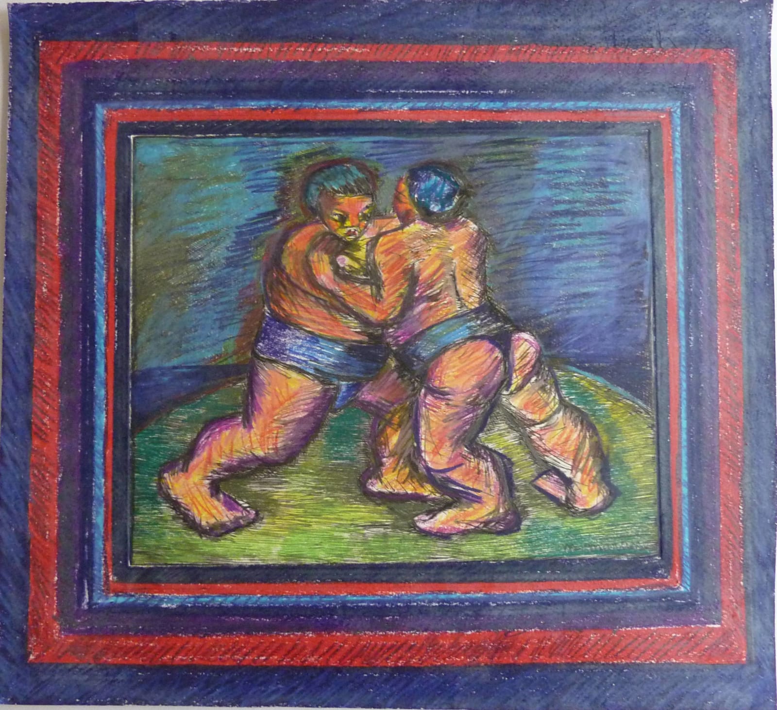 Martine Martine, Combat de sumos VI (1) rehaussé, 2004