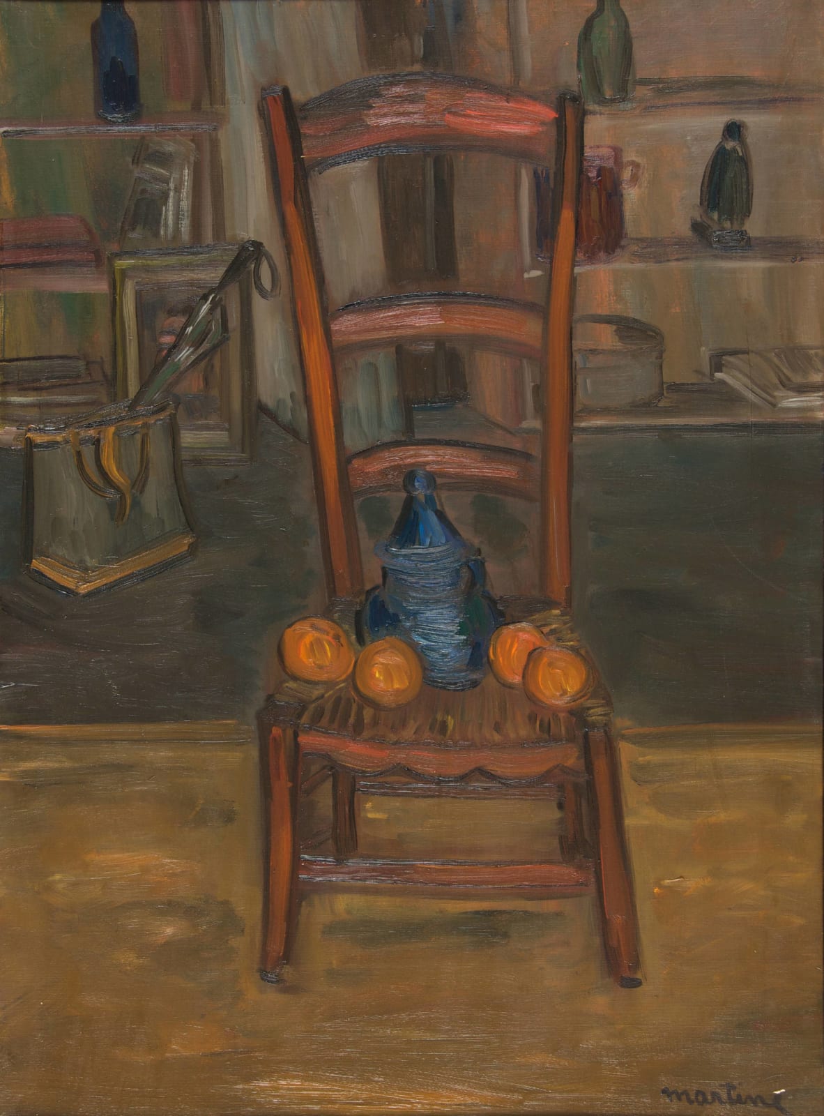 Martine Martine, Chaise, Oranges et Pot bleu, 1973