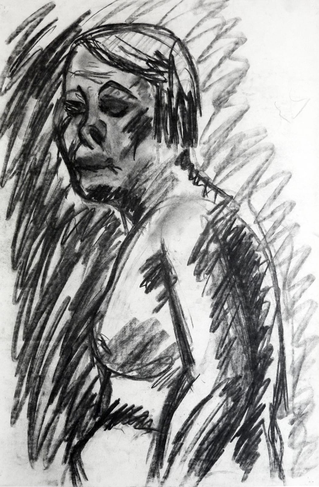 Martine Martine, Nu féminin en buste (recto), Nu assis (verso), 1950 ca