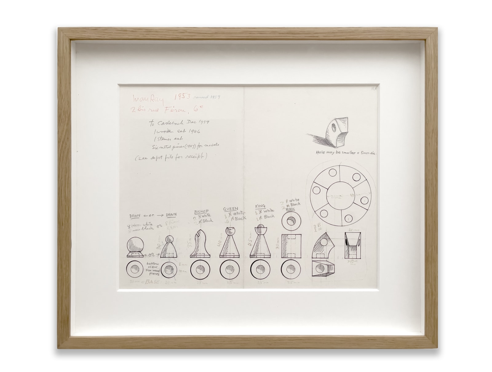 Man Ray, Chess Set Design with Shaded Profiles, 1946-59