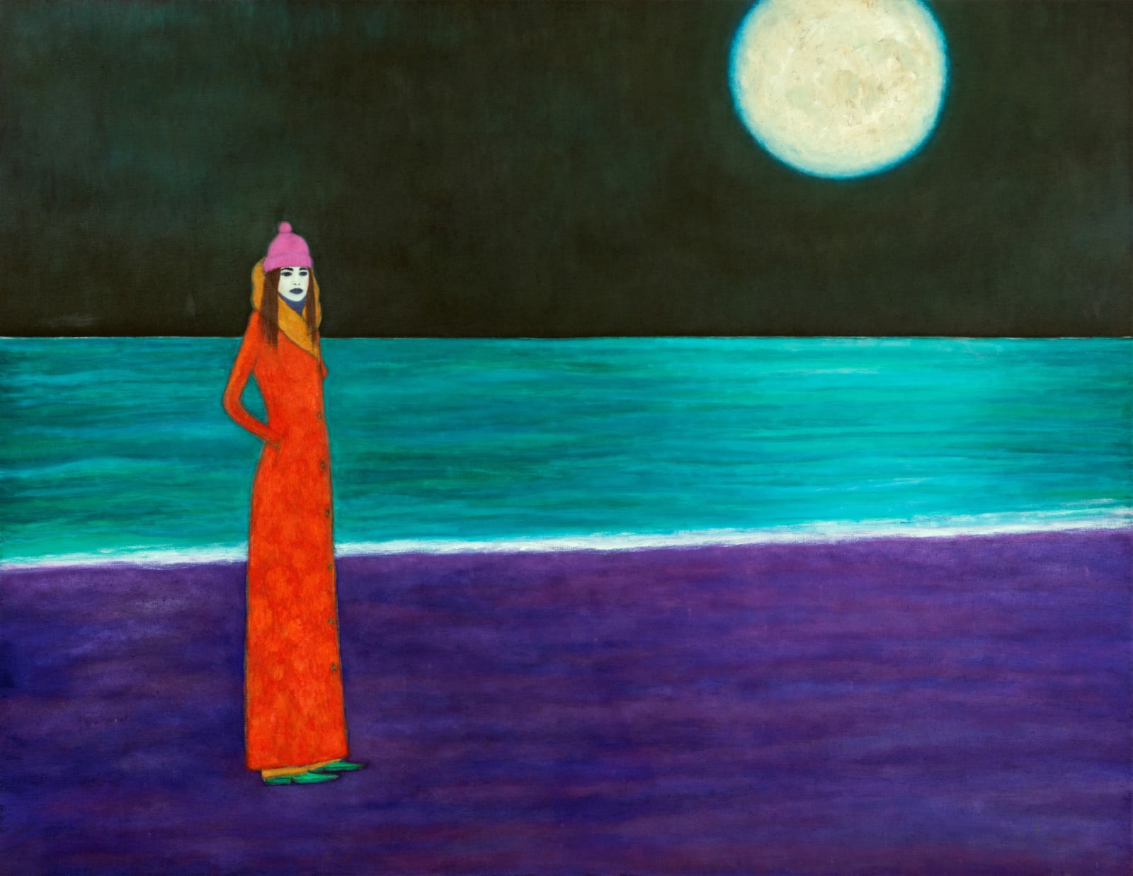 Kasper Sonne, Figure on the Beach (night), 2024