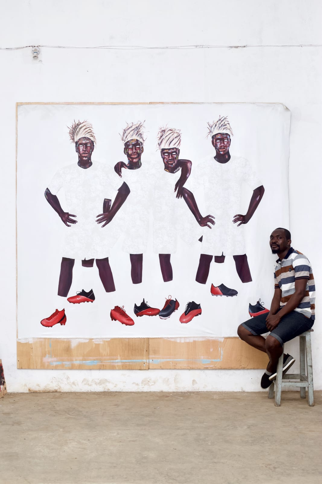 Emmanuel Taku, Four Brothers in White, 2021