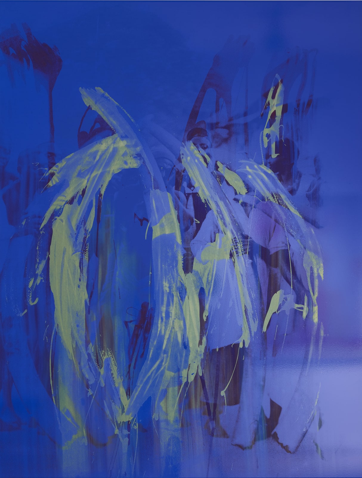 Hank Willis Thomas, Ivory Tower (pink and gold on blue), 2019