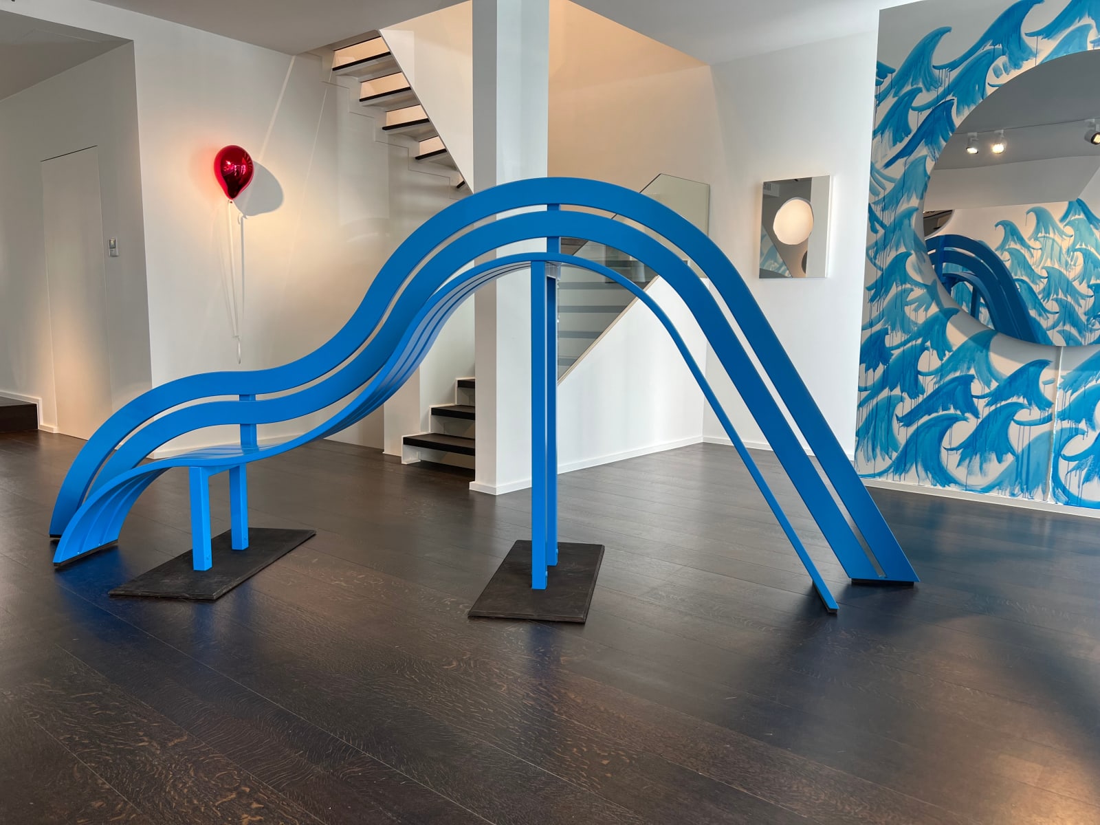 Jeppe Hein, Light Blue Modified Social Bench #01, 2021