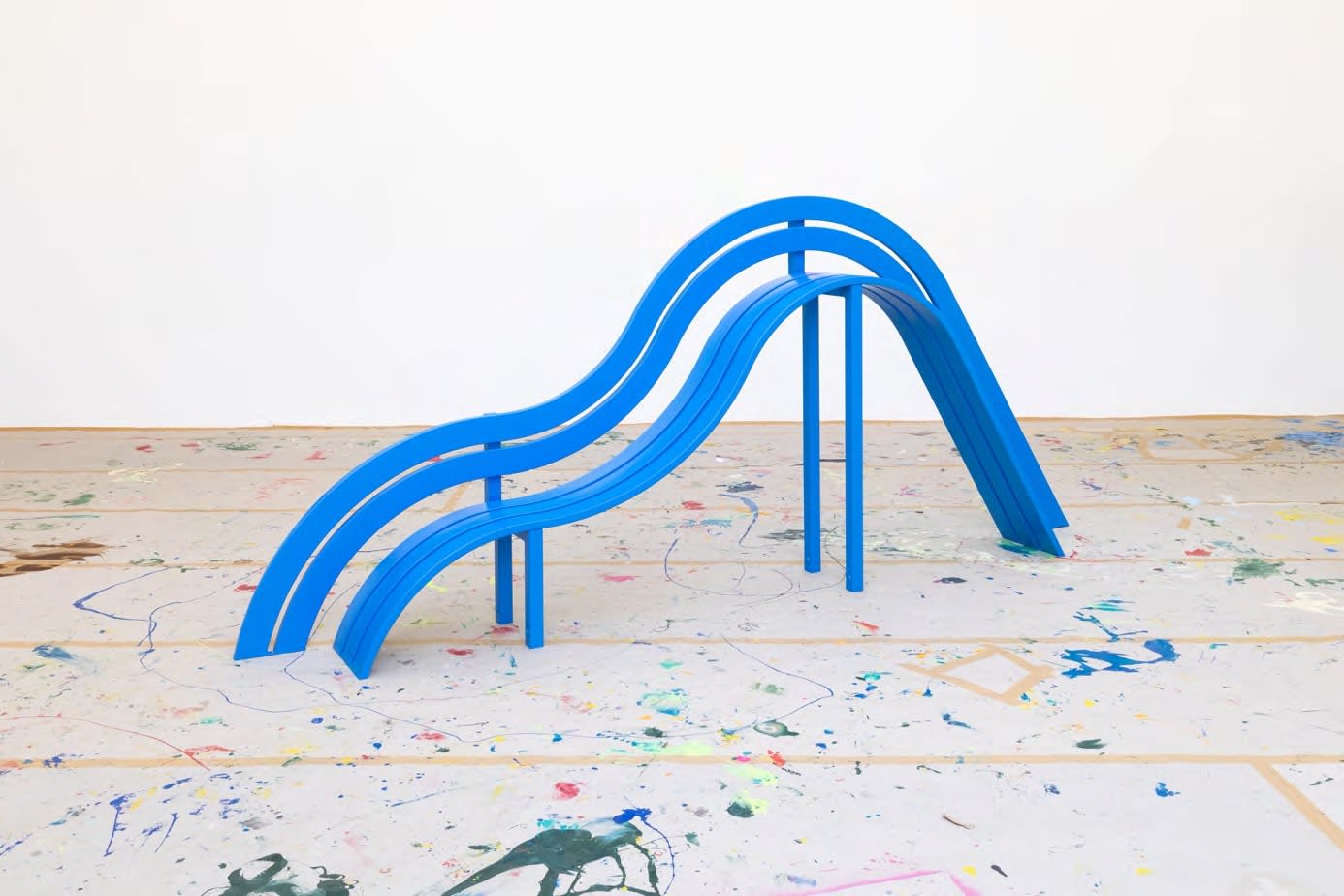 Jeppe Hein, Light Blue Modified Social Bench #01, 2021