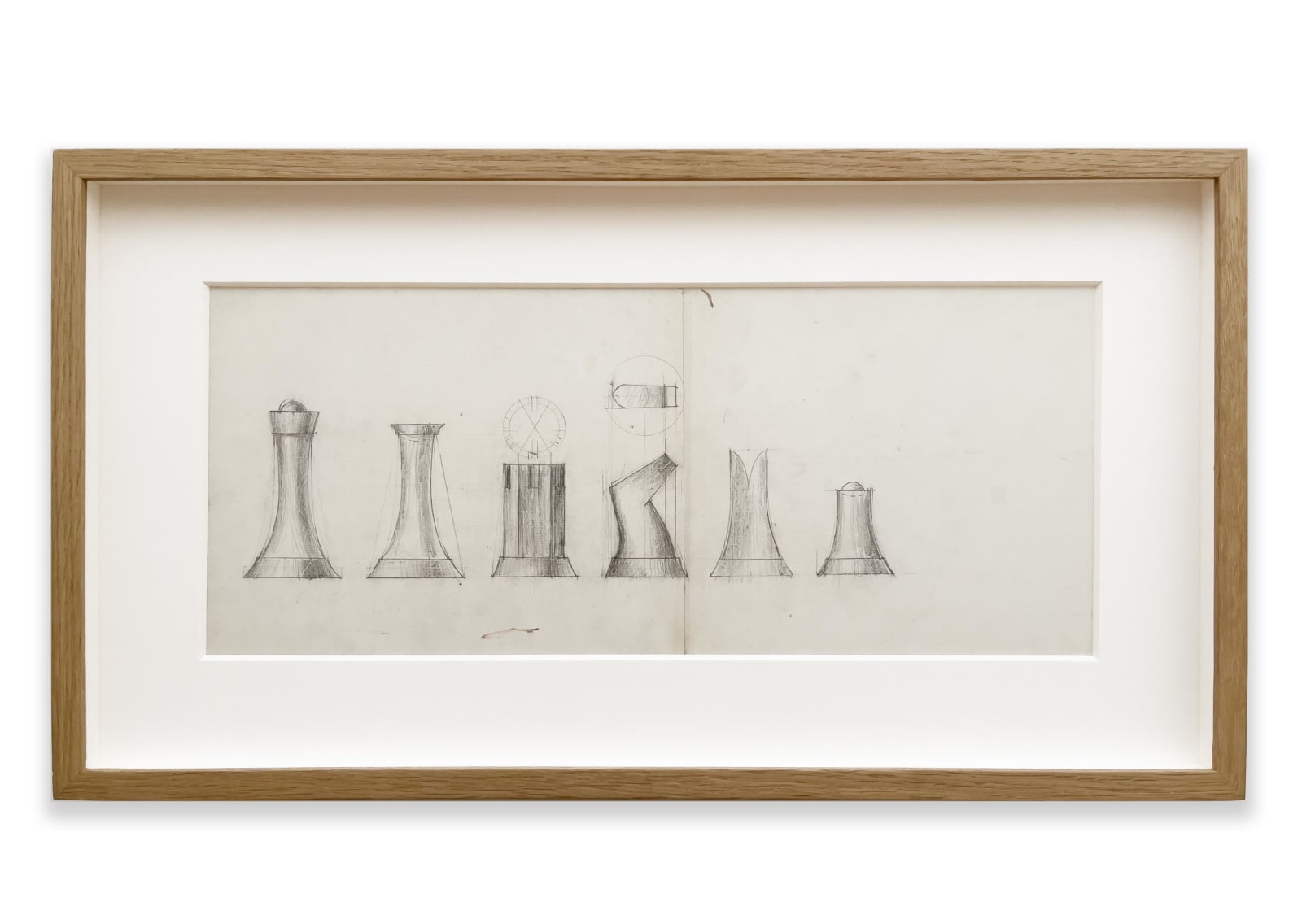 Man Ray, Early Unrealized Chess Piece Profiles Rendering, Circa 1920