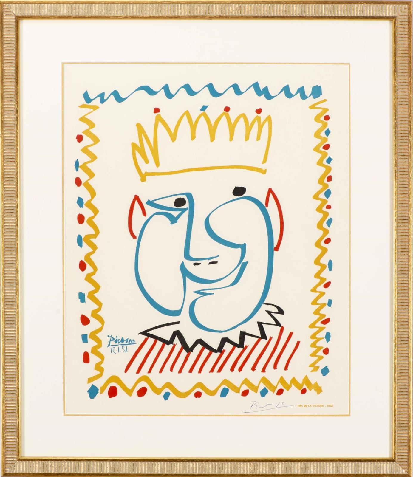 Pablo Picasso, Tete de Roi, Affiche pour le Carnaval de Nice, 1951