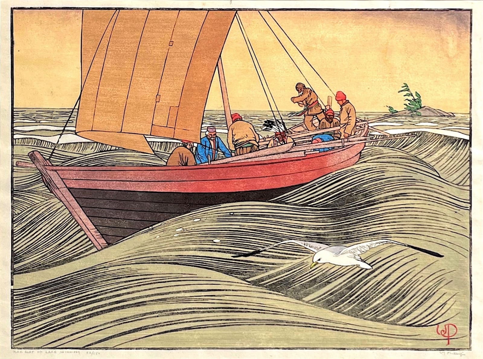 Walter Joseph Phillips, York Boat on Lake Winnipeg, 1930