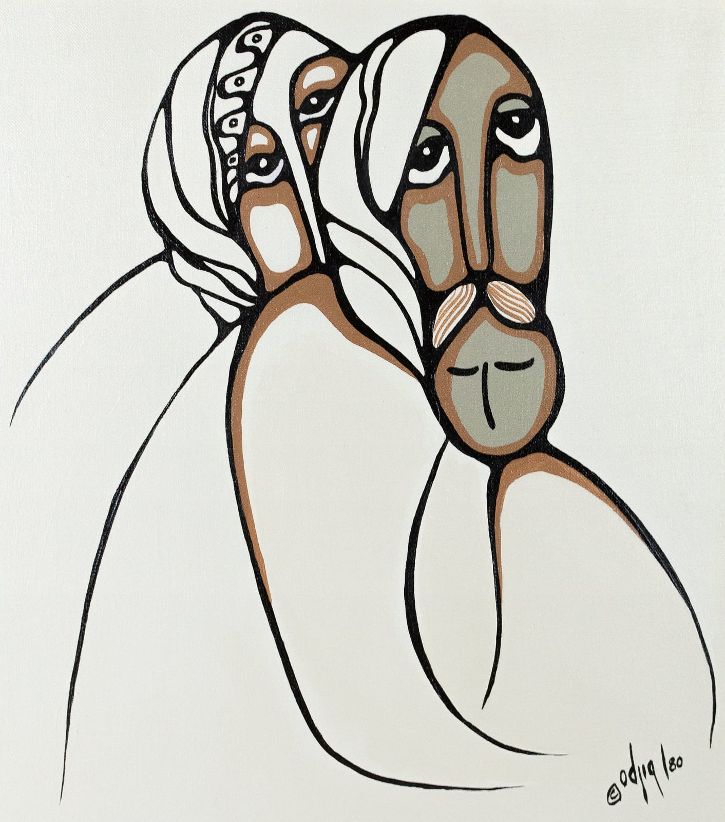 Daphne Odjig, Portrait of the Three of Us, 1980