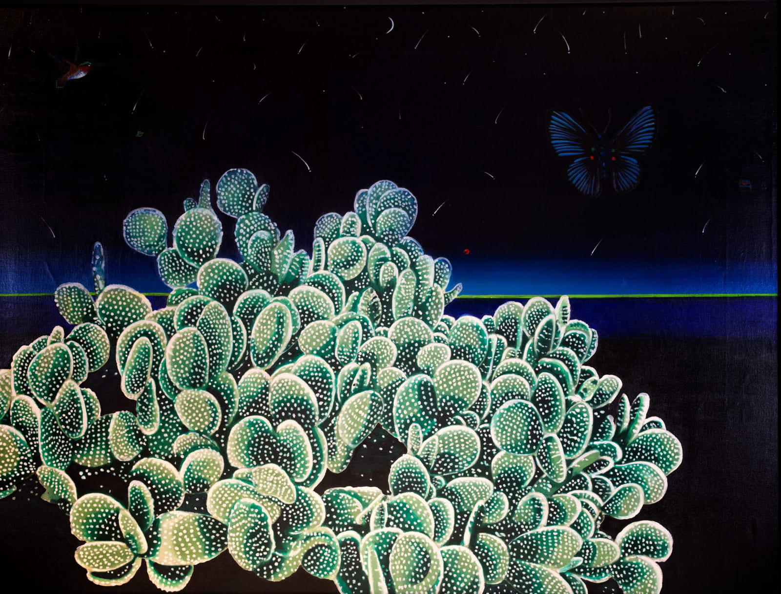 David Thauberger, Landscape with Opuntia, Lyropterx and Archilochus, 1977