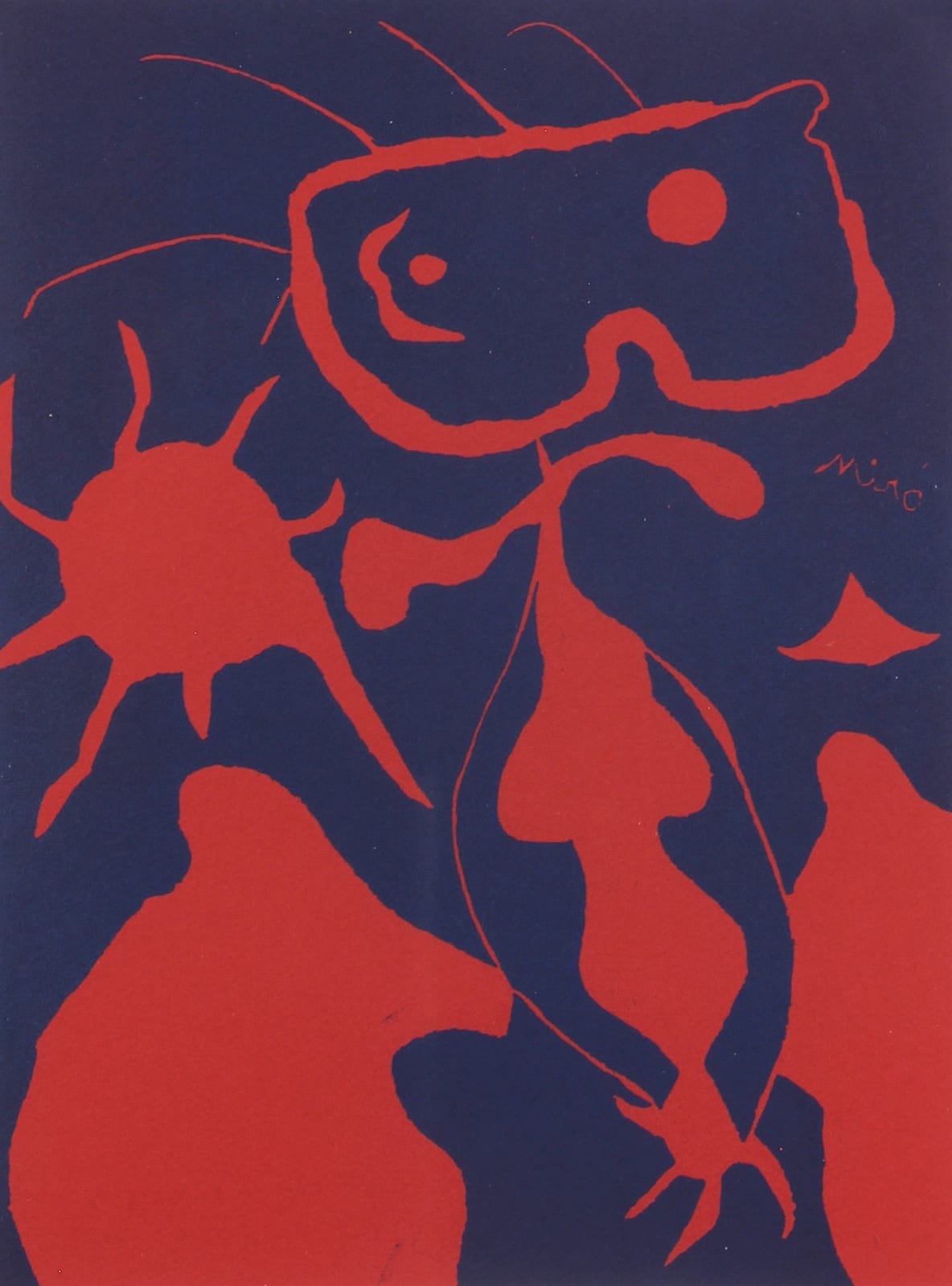 Joan Miró, Untitled (Blue and Red Figure), 1959