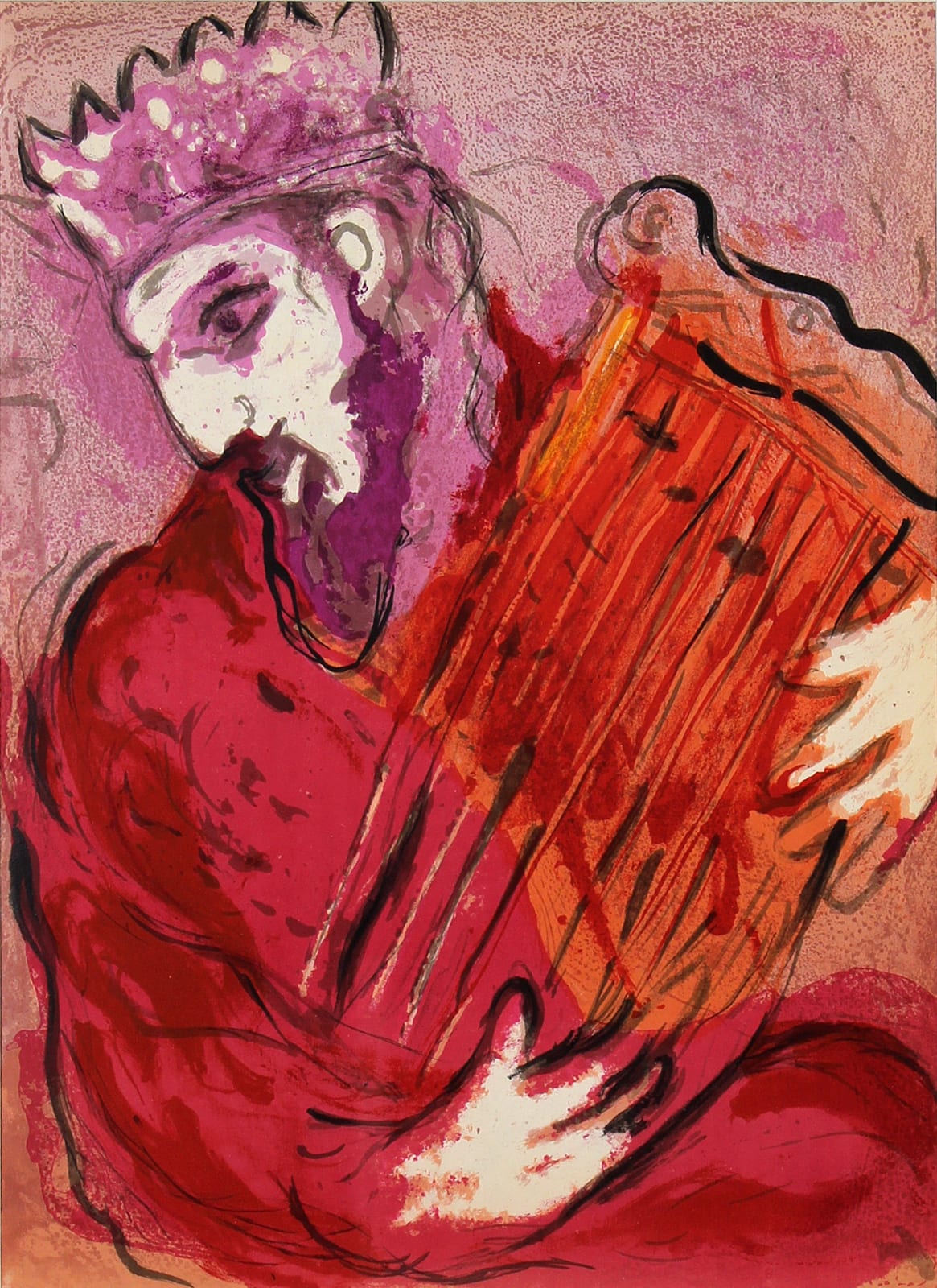 Marc Chagall, David a la Harpe (David with Harp), 1956