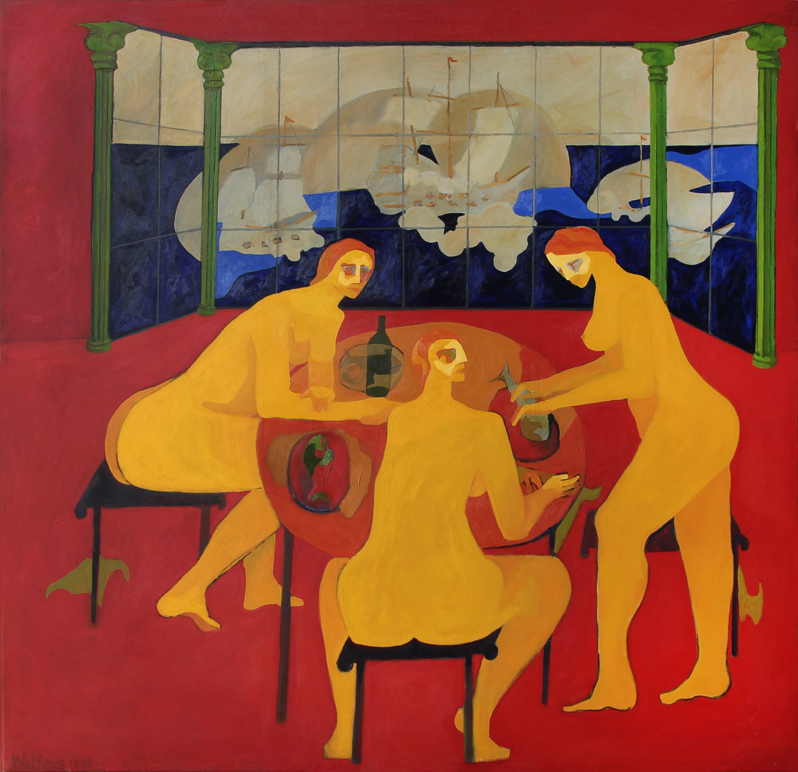 Robert Walters, Luncheon Overlooking Lisbon Harbor, 1995