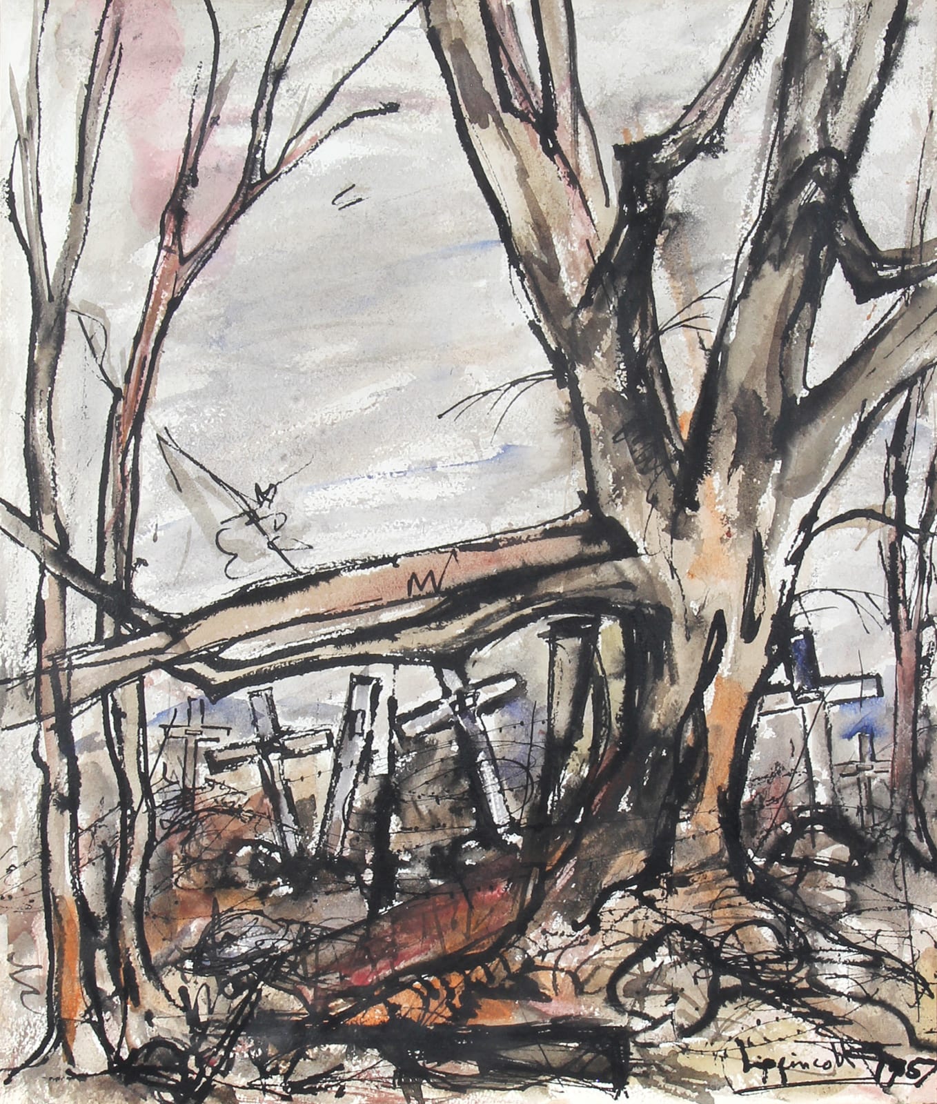 Janet Lippincott, Untitled (Forest with Crosses), 1957