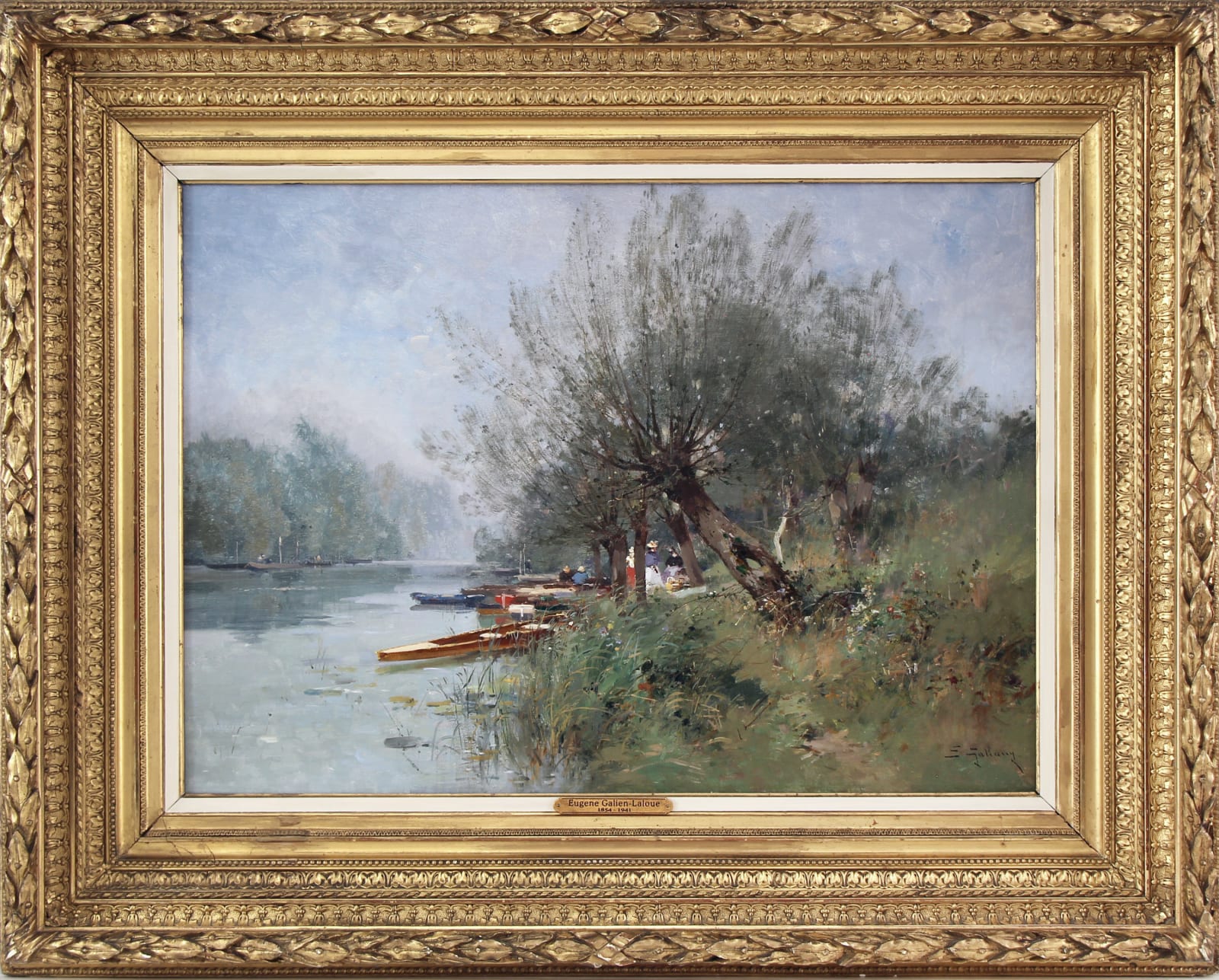 Eugène Galien-Laloue, Rural Scene-Boats on the Riverbank, n.d.