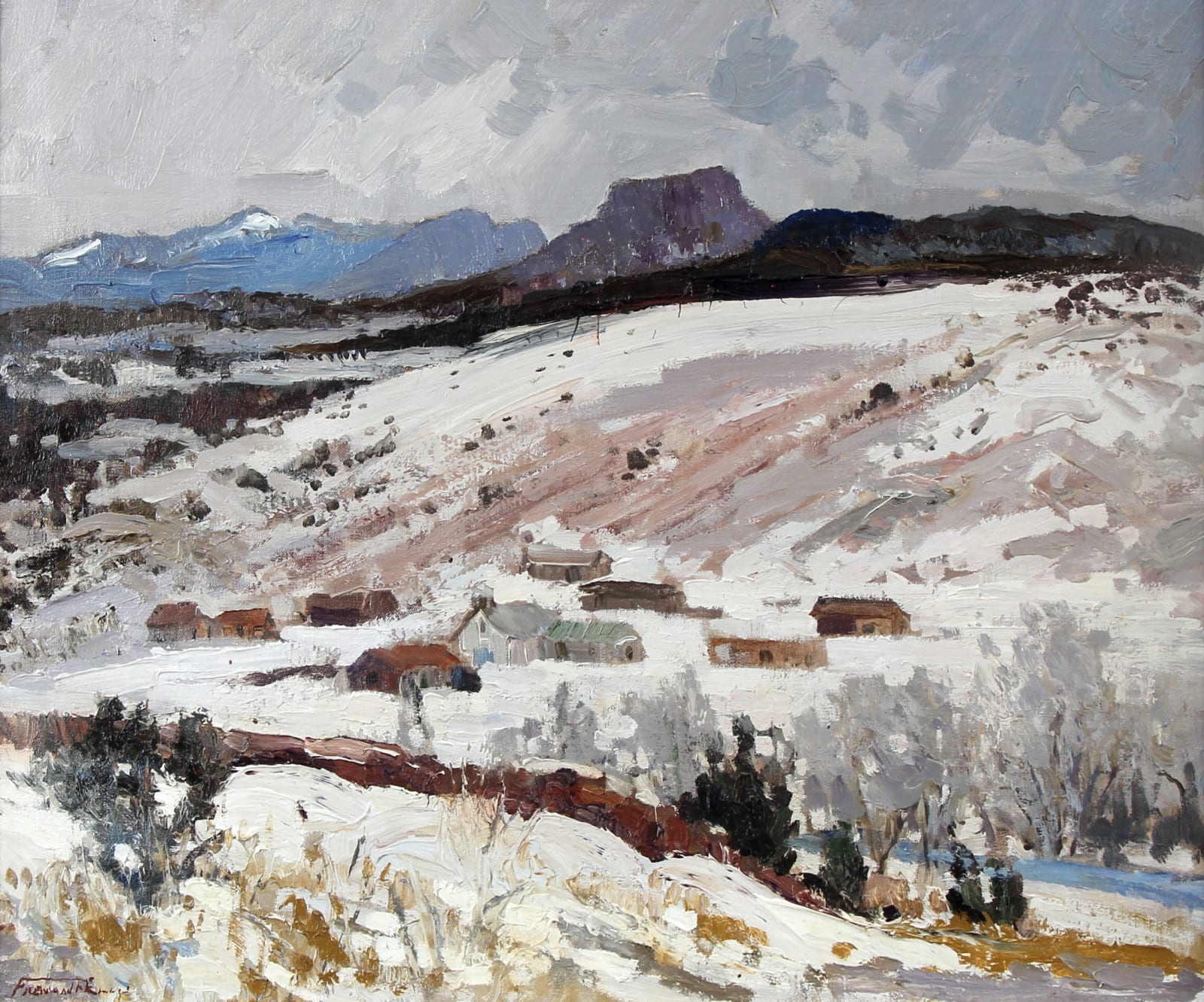 Fremont Ellis, Tecolote Village Winter, n.d.