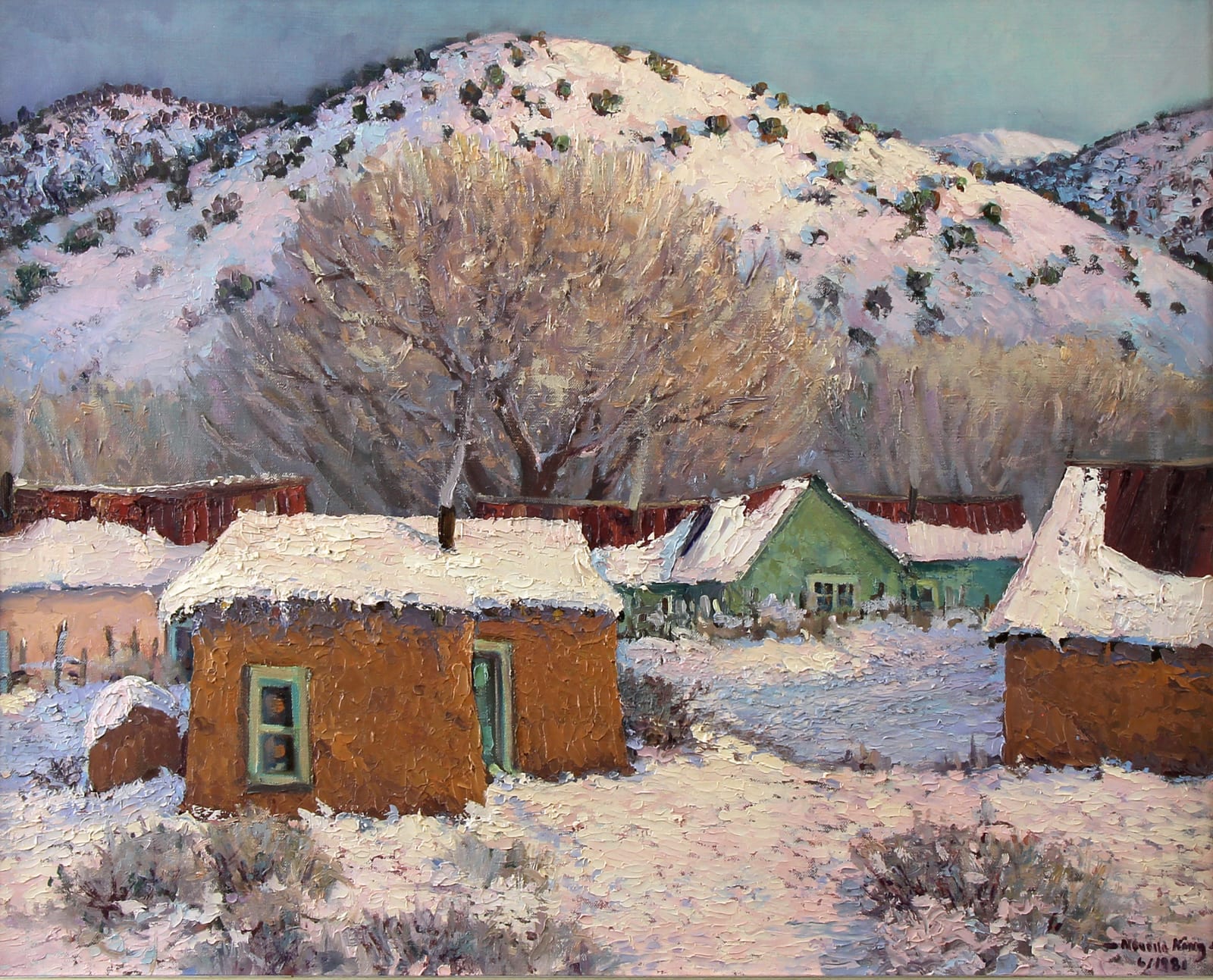 Novella King, Twilight on Pueblo Village, 1980