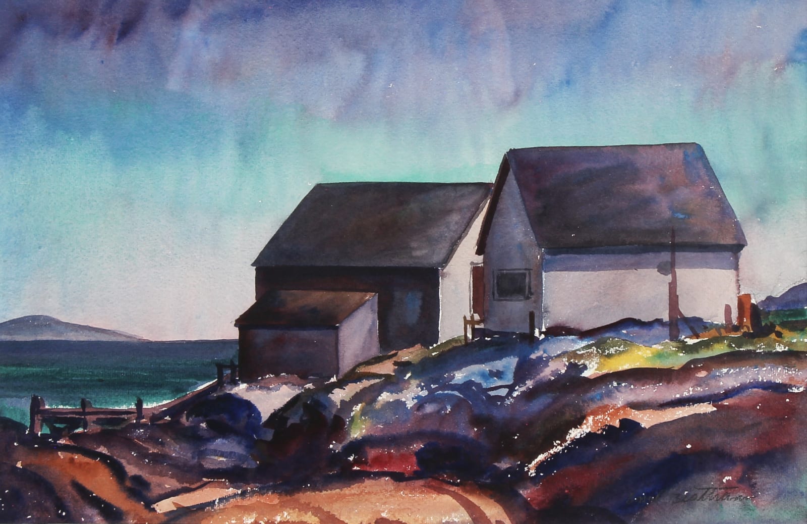 Emil Bisttram, Untitled (Coastal Scene), n.d.