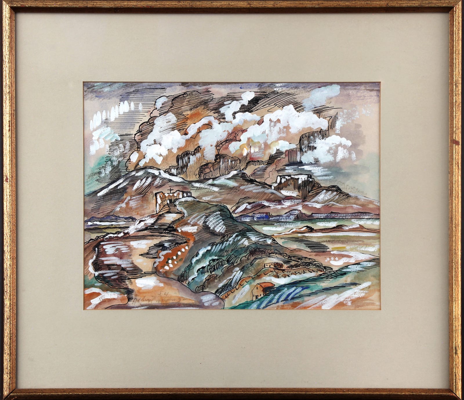 Alfred Morang, Untitled (Southwest Landscape with Church), 1954