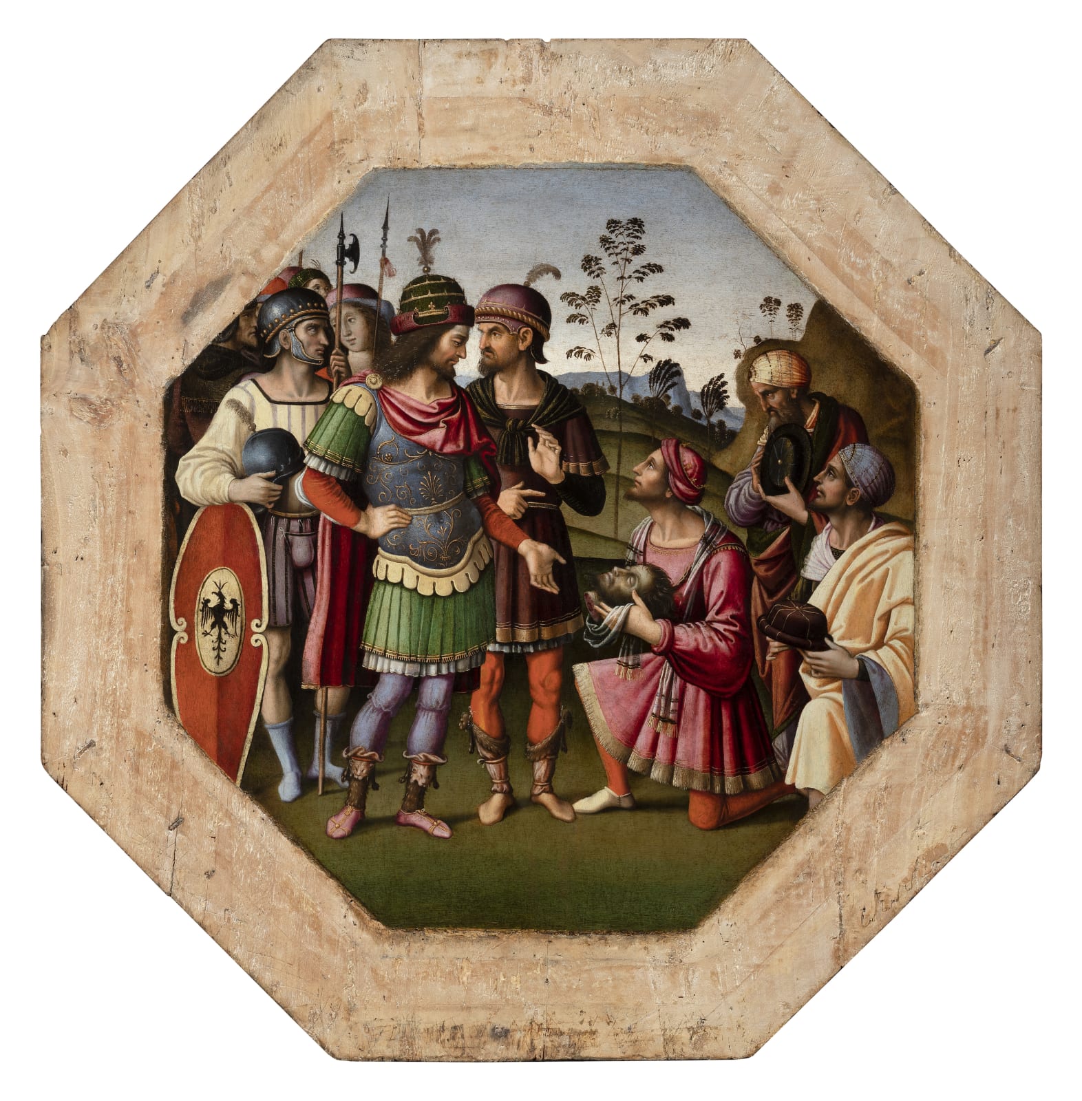 Giovanni Battista Bertucci, il vecchio, Giulio Cesare riceve la testa di Pompeo, 1505