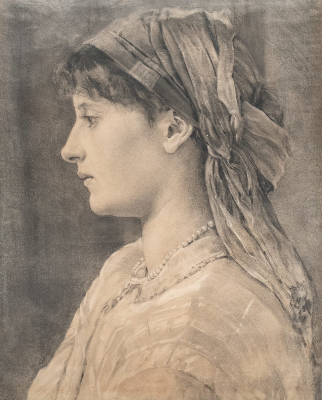 Anonimo italiano o inglese fine del XIX secolo inizi XX secolo, Profilo di donna, 1900