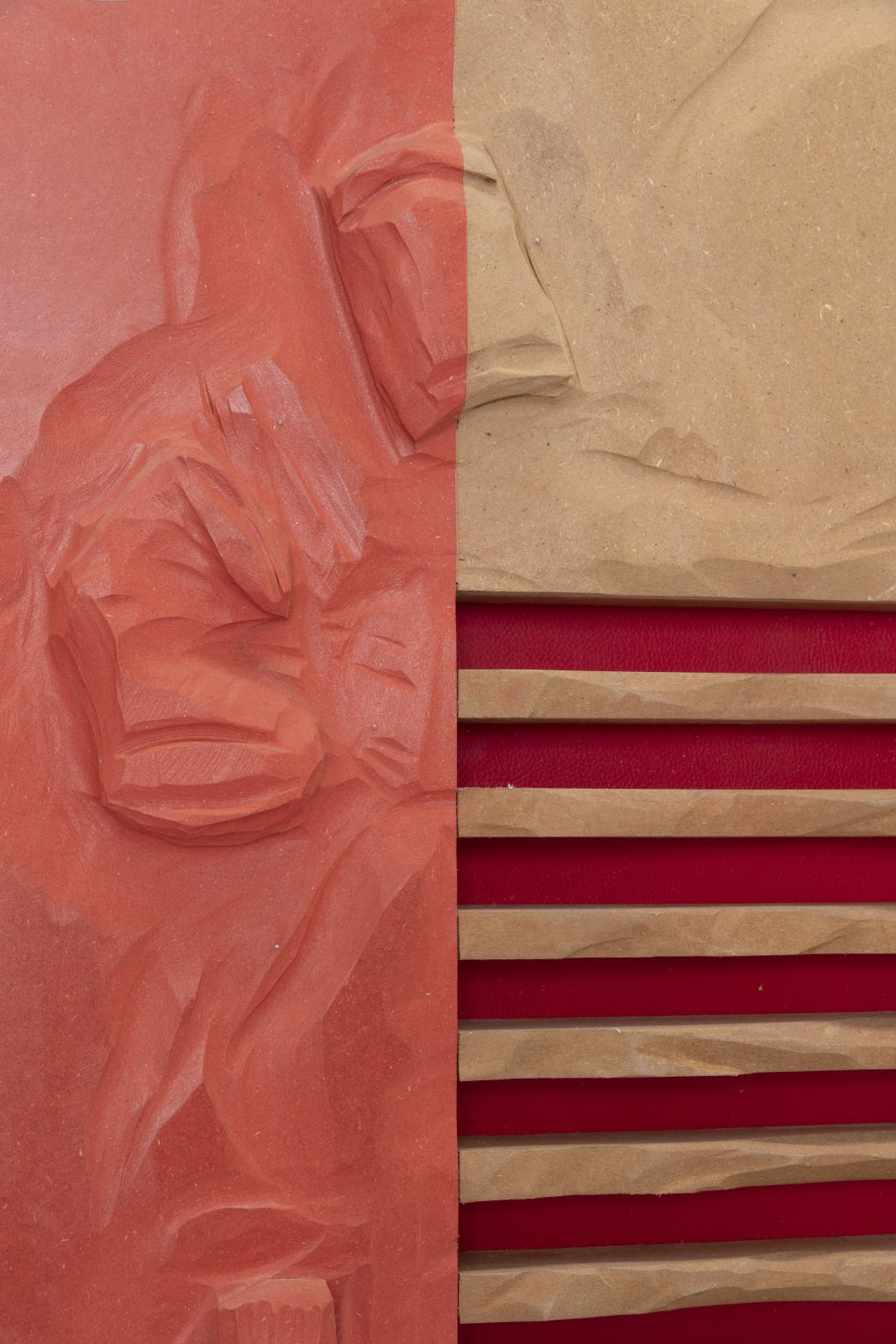 Neïl Beloufa, Bottles and Cans on Red, 2019