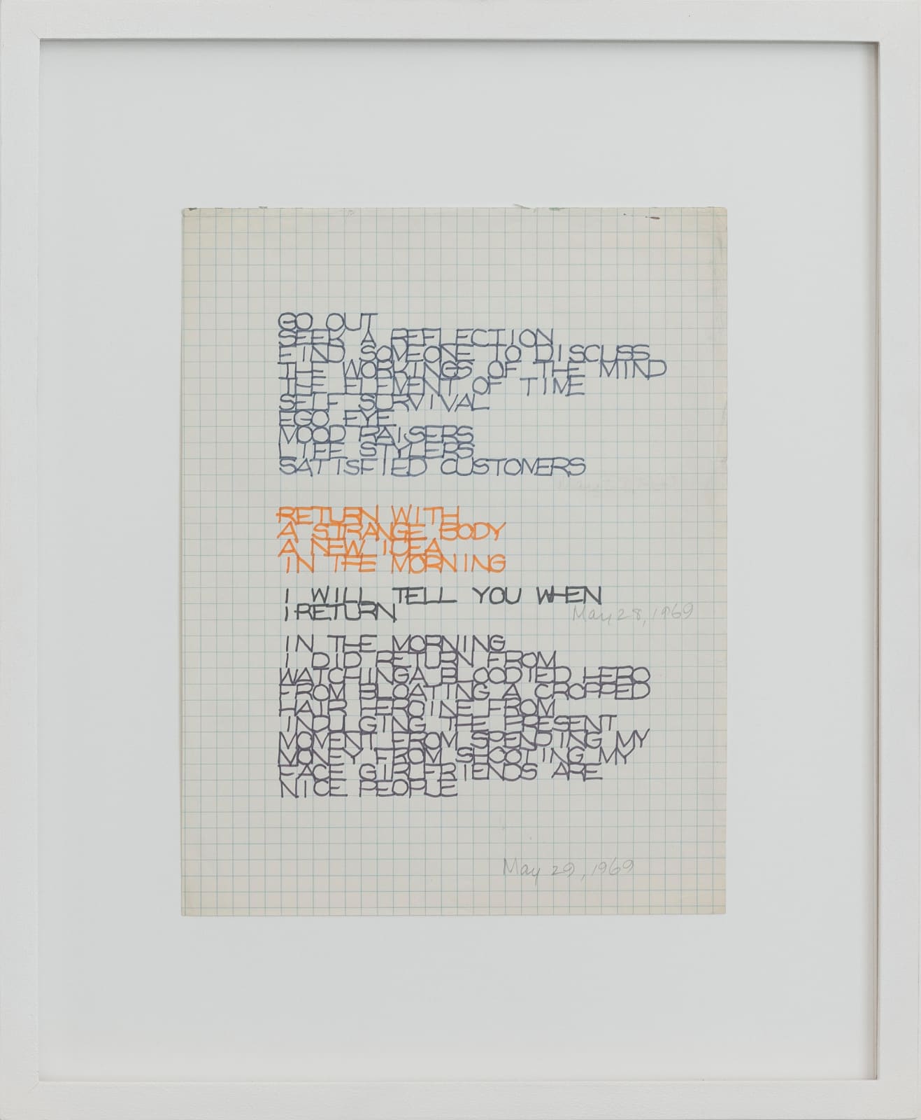 Rosemarie Castoro, Untitled (Concrete Poetry), 1969