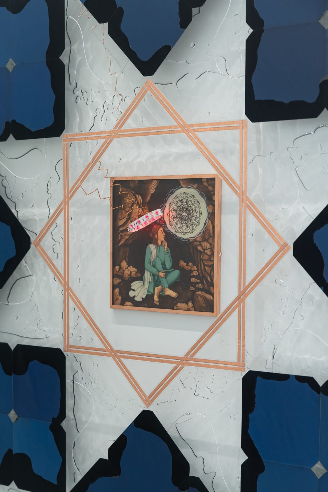 Haroon Mirza, Illuminated Revelations in a Cave (Solar Cell Circuit Composition 29), 2023