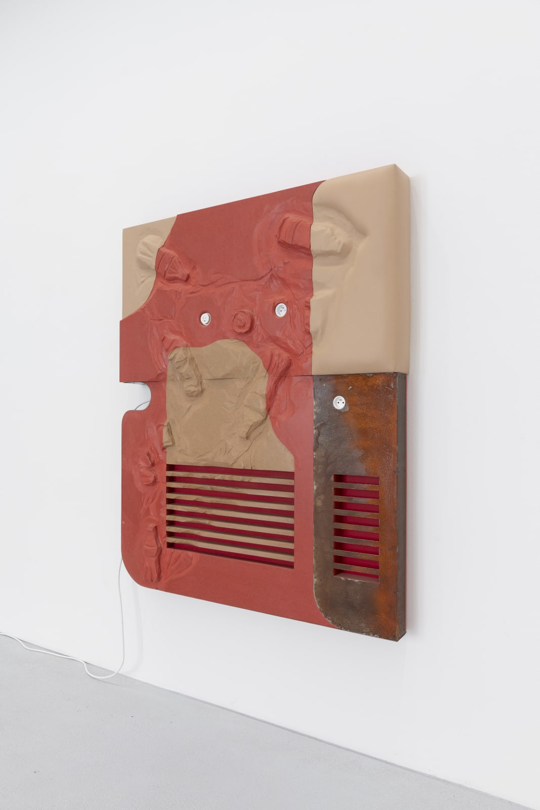 Neïl Beloufa, Bottles and Cans on Red, 2019