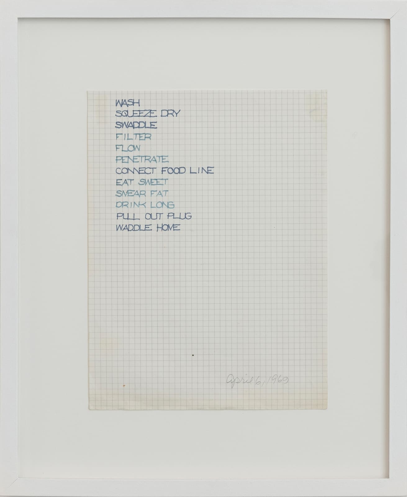 Rosemarie Castoro, Untitled (Concrete Poetry), 1969