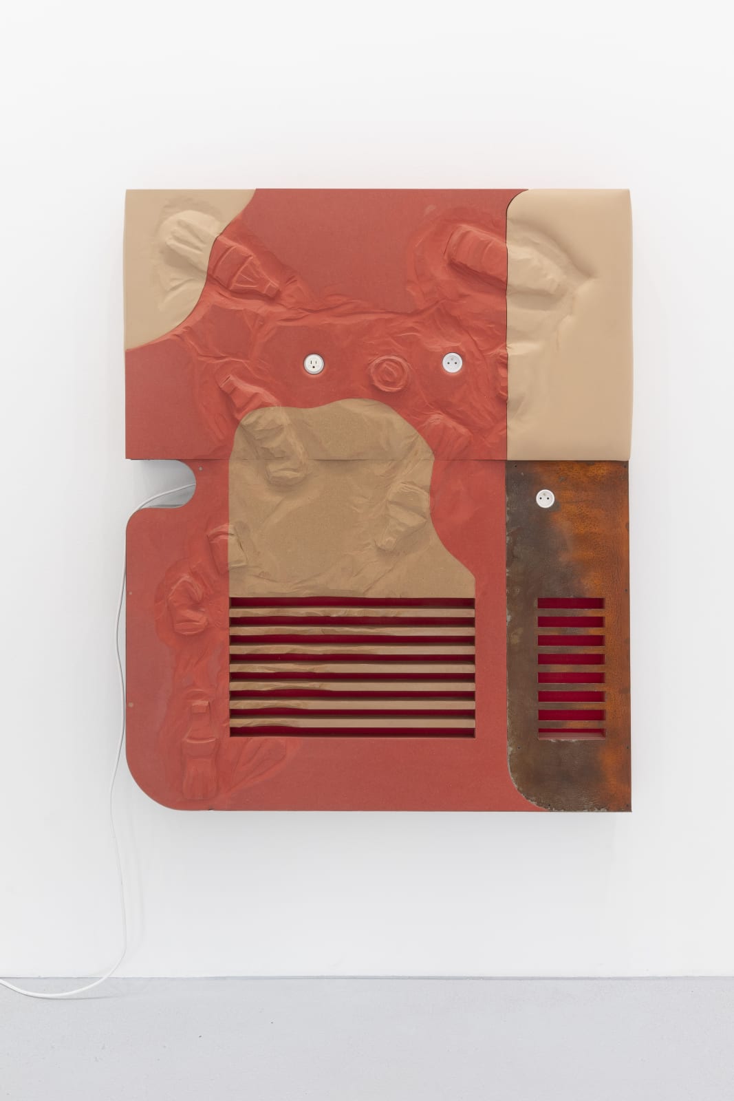 Neïl Beloufa, Bottles and Cans on Red, 2019