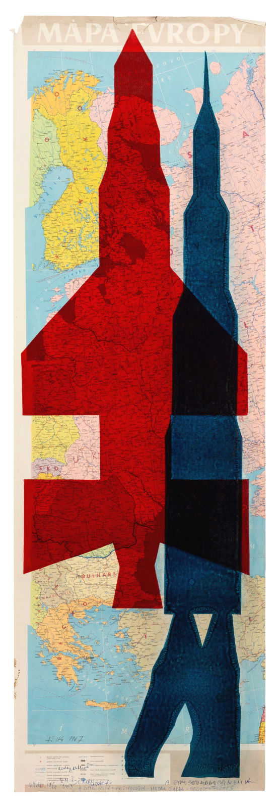 Stano Filko, Map of Europe (Rockets), 1967