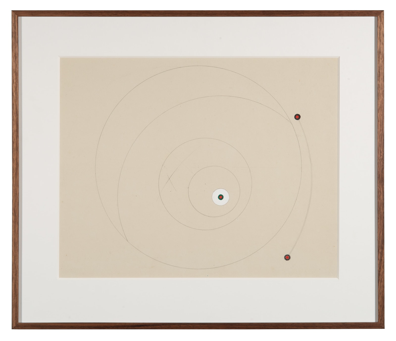 MARLOW MOSS, Untitled (Red, green and white circles), c. 1940s