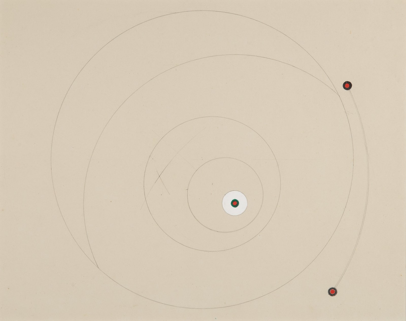 MARLOW MOSS, Untitled (Red, green and white circles), c. 1940s