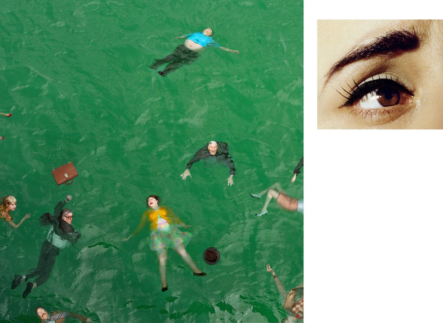 Alex Prager, 3:14 pm, Pacific Ocean and Eye #9 (Passenger Casualties) (diptych), 2012